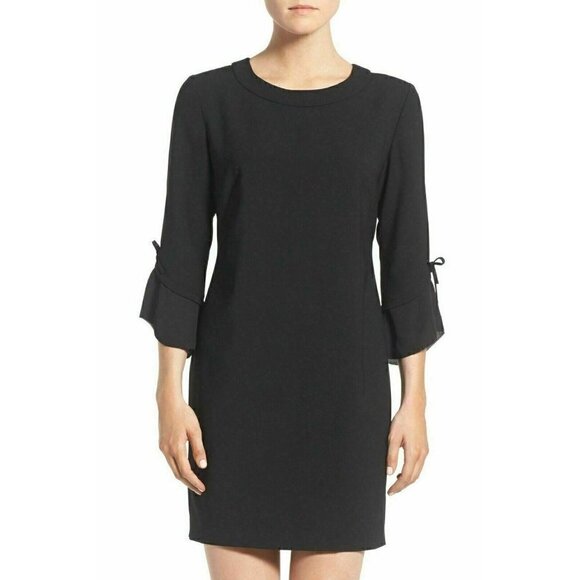 Chelsea28 Dresses & Skirts - Chelsea28 Womens Black Ruffle Sleeve Bateau neck Shift Dress Size XS
